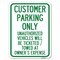 Signmission Customer Parking Only Unauthorized Vehicles Will Be Ticketed Towed at Owners Expense, A-1824-24203 A-1824-24203 - alternate 1